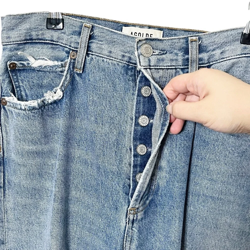 AGOLDE 90s High Rise Straight Jeans Women’s 27 Blue Casual Streetwear Distressed - Picture 8 of 14